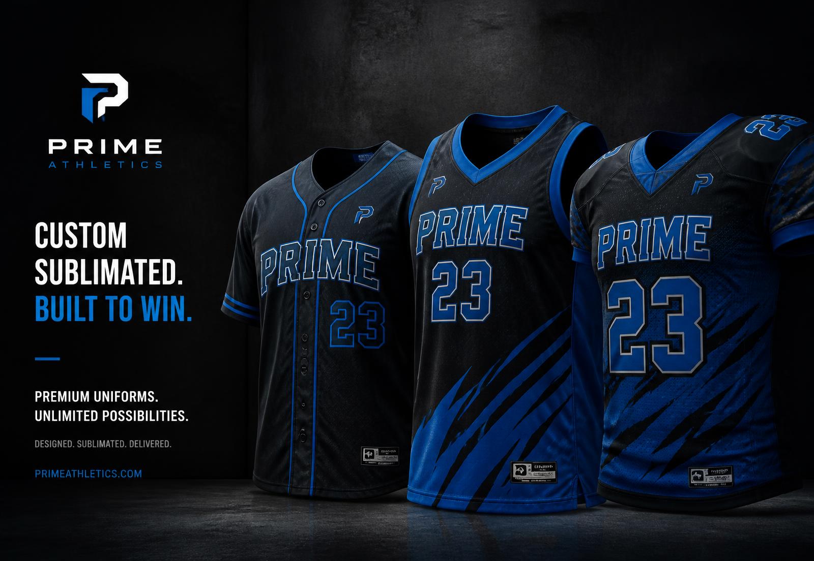 Uniformes deportivos sublimados personalizados en negro y azul