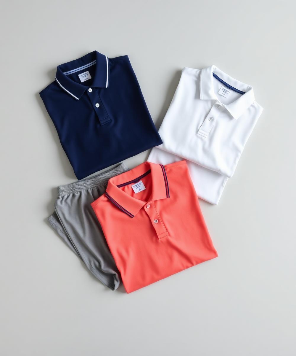 Polos y conjuntos de uniformes escolares doblados
